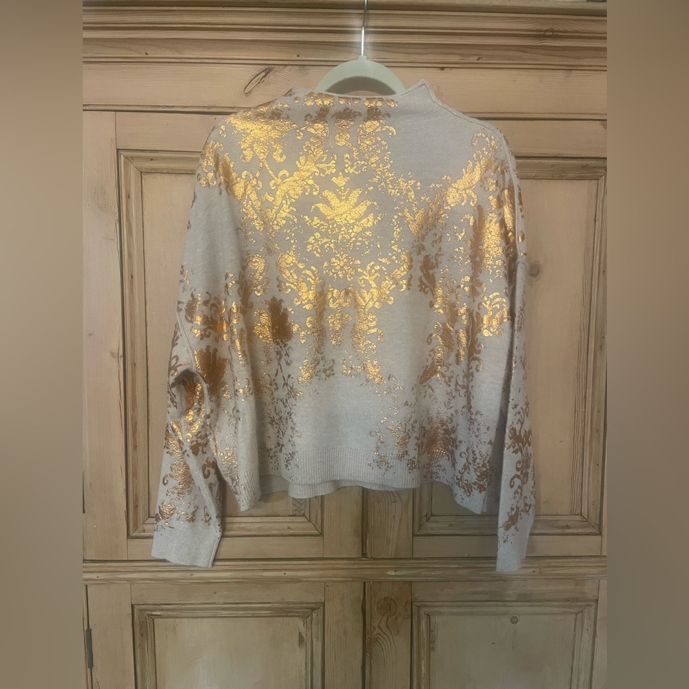 Pilcro Gold Foil print cashmere Sweater